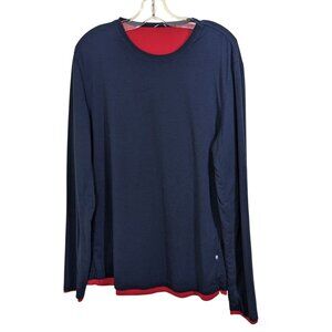 Kit And Ace Long Sleeve Crewneck Shirt Mens Large Navy Red Reversible Base Layer